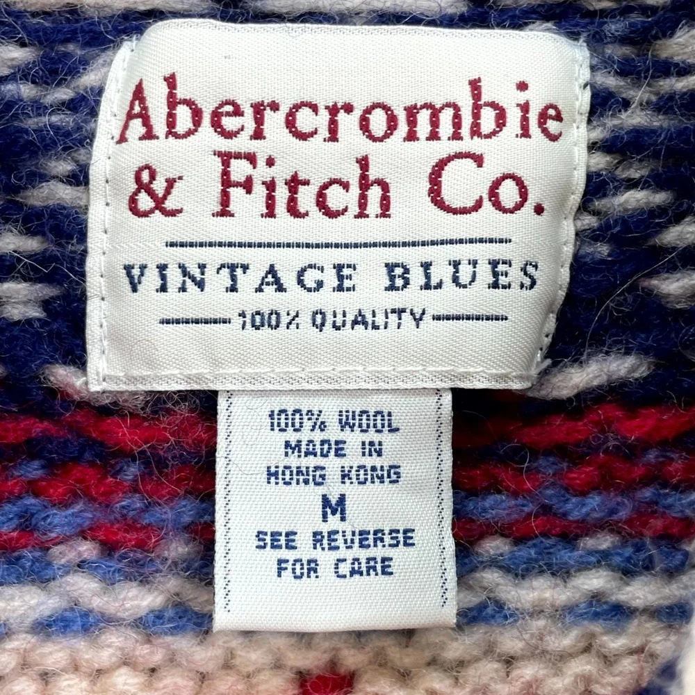 VTG Abercrombie & Fitch Sweater Mens‎ Medium Wool Nordic Fair Isle Winter Preppy